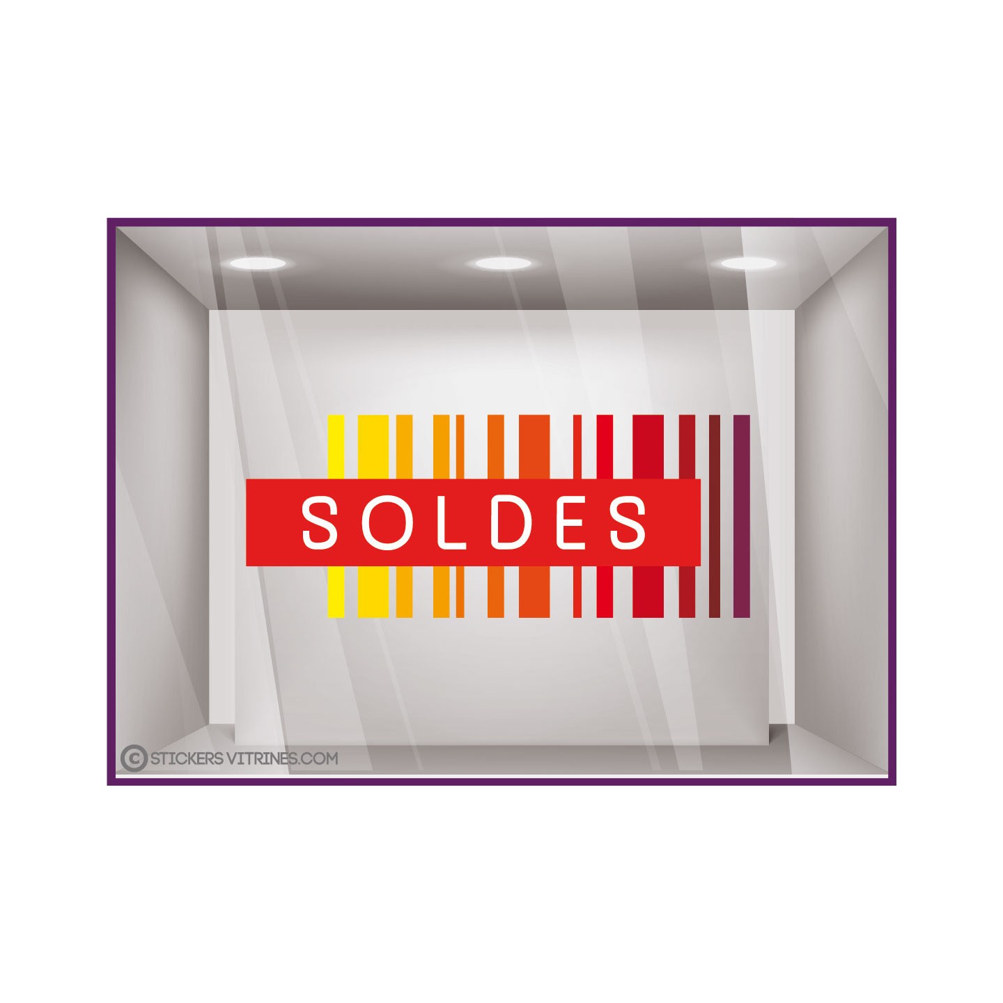 Sticker Soldes Commerce Code Barre Destockage Vitrine Vitrophanie Braderie Adhesif liquidation   