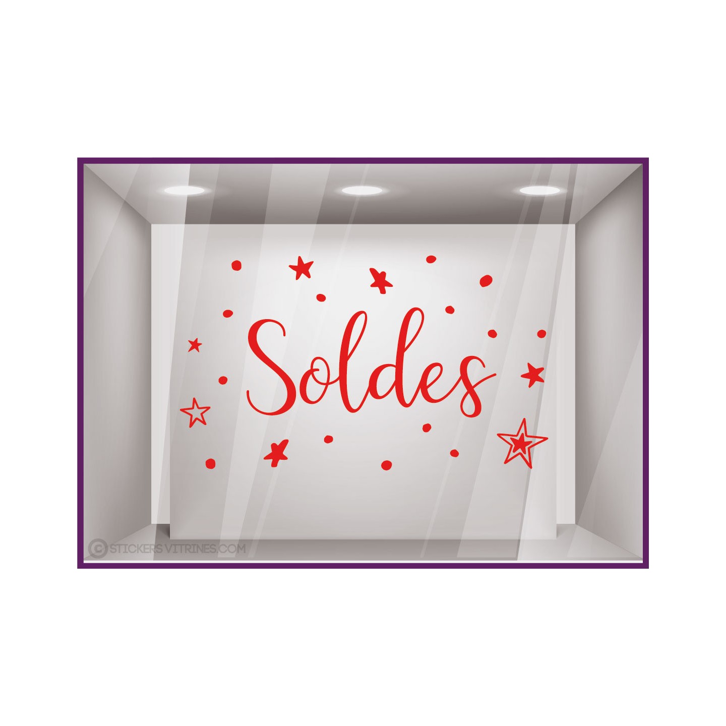 Sticker Soldes Etoiles  promotion devanture destockage calicot magasin vitrophanie mode bijouterie maroquinerie vitrine  adhesif