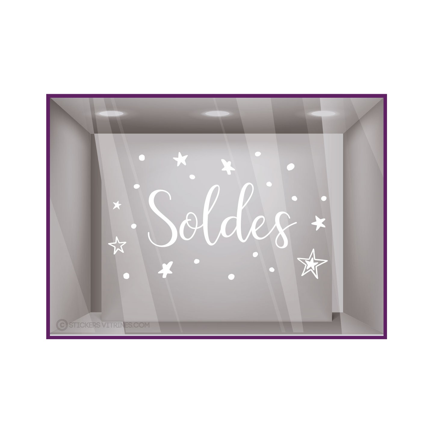Sticker Soldes Etoiles  promotion devanture destockage calicot magasin vitrophanie mode bijouterie maroquinerie vitrine  adhesif