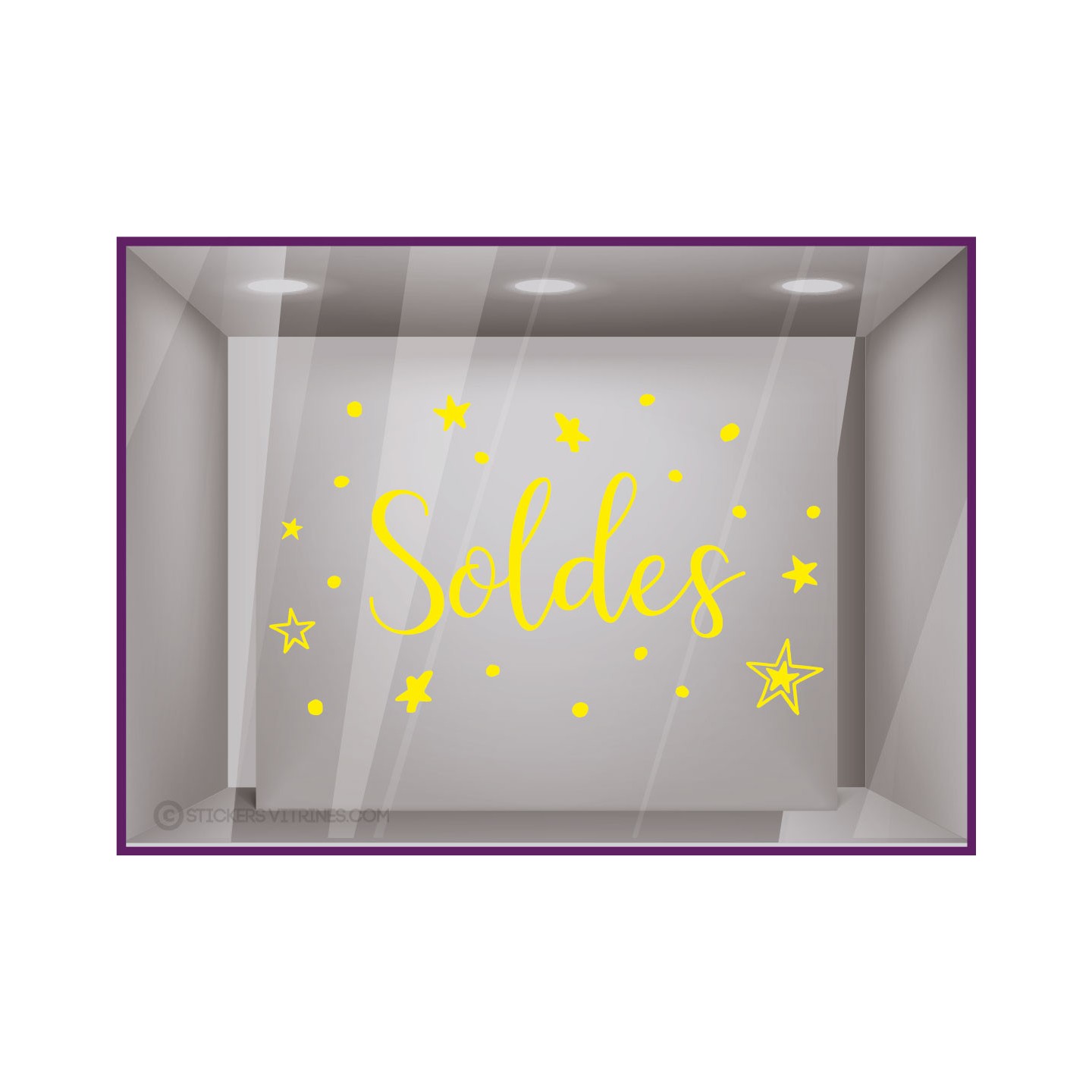 Sticker Soldes Etoiles  promotion devanture destockage calicot magasin vitrophanie mode bijouterie maroquinerie vitrine  adhesif