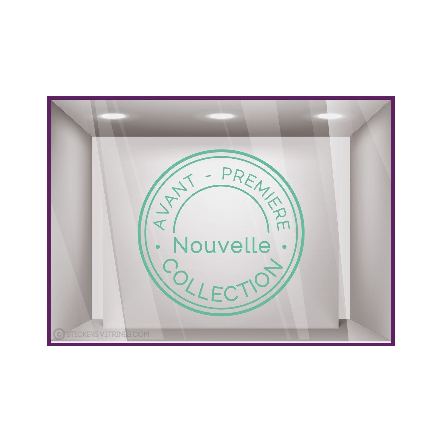 Sticker Tampon Avant-premiere Nouvelle Collection magasin boutique mode vitrine vitrophanie adhesif lettrage vitre