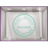 Sticker Tampon Avant-premiere Nouvelle Collection magasin boutique mode vitrine vitrophanie adhesif lettrage vitre