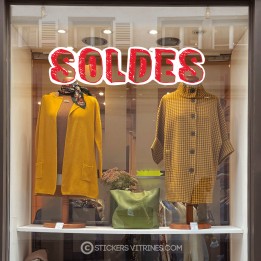 Sticker Soldes Lettres Adhésif Boutique Vitrine Destockage Calicot Soldes Enseigne Liquidation autocollant magasin evide