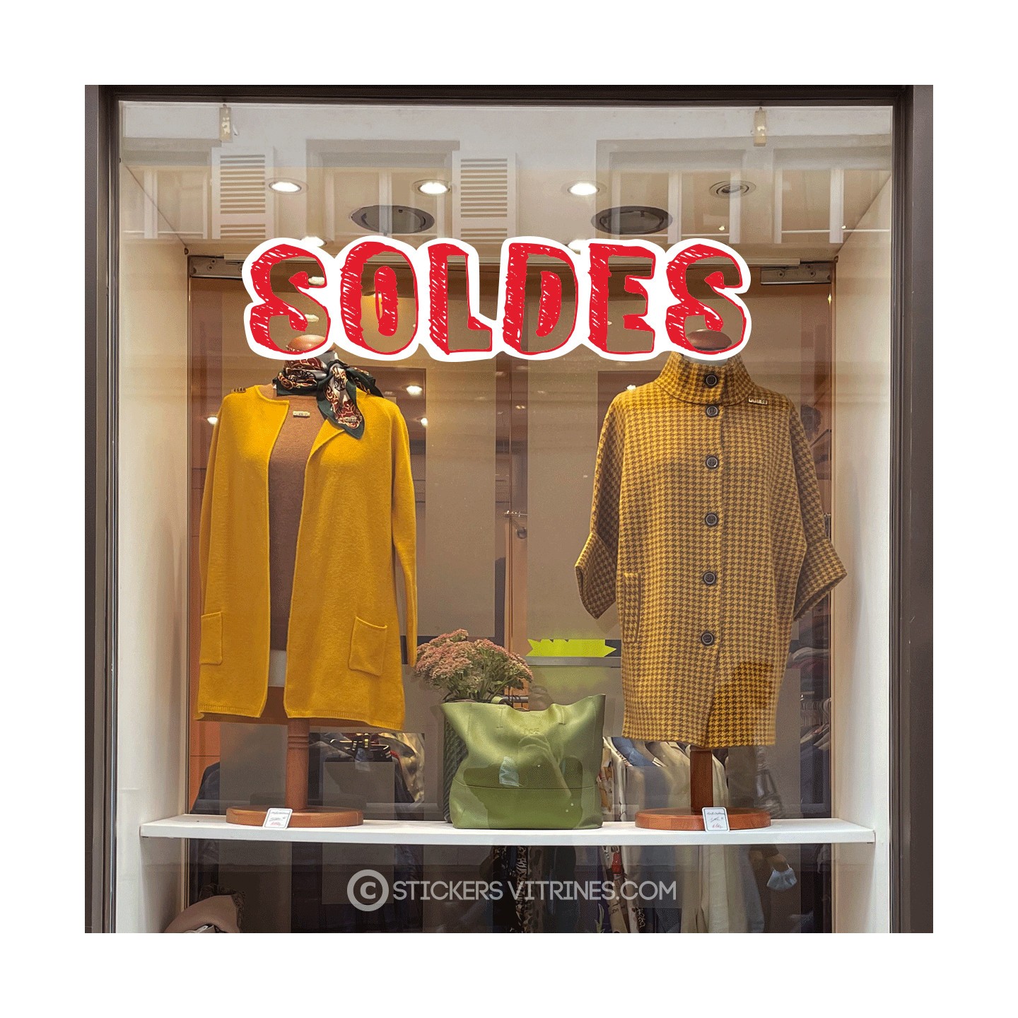 Sticker Soldes Lettres Adhésif Boutique Vitrine Destockage Calicot Soldes Enseigne Liquidation autocollant magasin evide