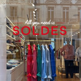 Sticker Soldes  Boutique Destockage All You Need Calicot Autocollant  Decoration Vitrine  Braderie Lettrage