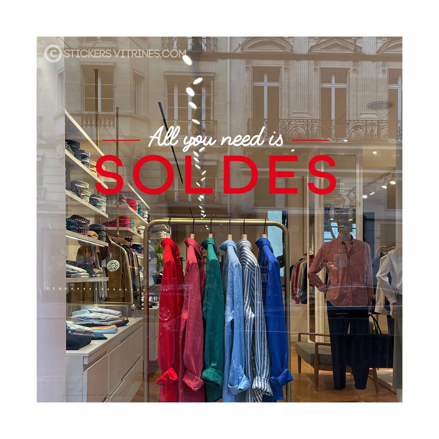 Sticker Soldes  Boutique Destockage All You Need Calicot Autocollant  Decoration Vitrine  Braderie Lettrage