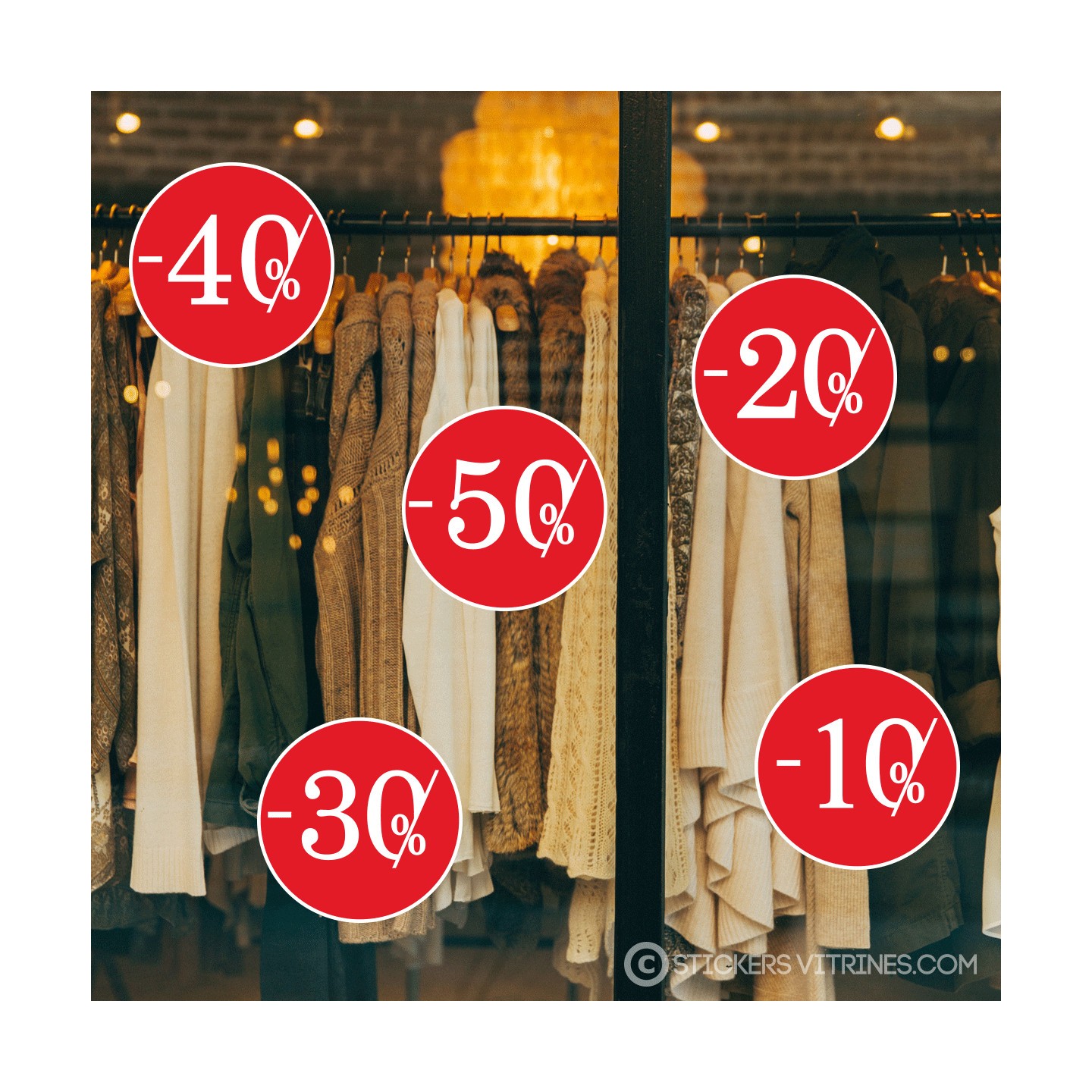 STICKER-OFFRE-AUTOCOLLANT GEANT-CALICOT-VITRINE-MAGASIN-DECO-ADHESIF-PROMOTIONS-COMMERCE