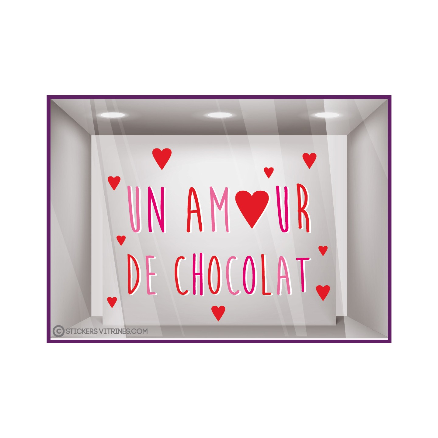Sticker un amour de chocolat saint valentin boulangerie chocolaterie chocolatier vitrophanie