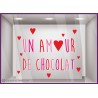 Sticker un amour de chocolat saint valentin boulangerie chocolaterie chocolatier vitrophanie