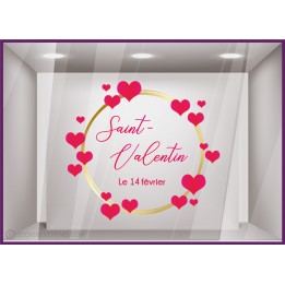 Sticker Couronne de Coeurs Saint-Valentin BIJOUTERIE FLEURISTE MAGASIN VITRINE