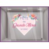 Sticker Coeur Fleurs Fête des Grands-mères Fleuriste Bijouterie Magasin Vitrine Decoration