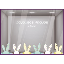 Kit de Stickers Lapins de Paques a Pois lettre autocollante vitrophanie magasin commerce fleuriste boulangerie