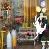 Sticker déco vitrine adhésif vitrophanie autocollant Lapin de Pâques qui s’envole