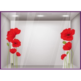 Kit de Stickers Fleur de Coquelicot Geant printemps commerce mode beaute calicot vitrine autocollant