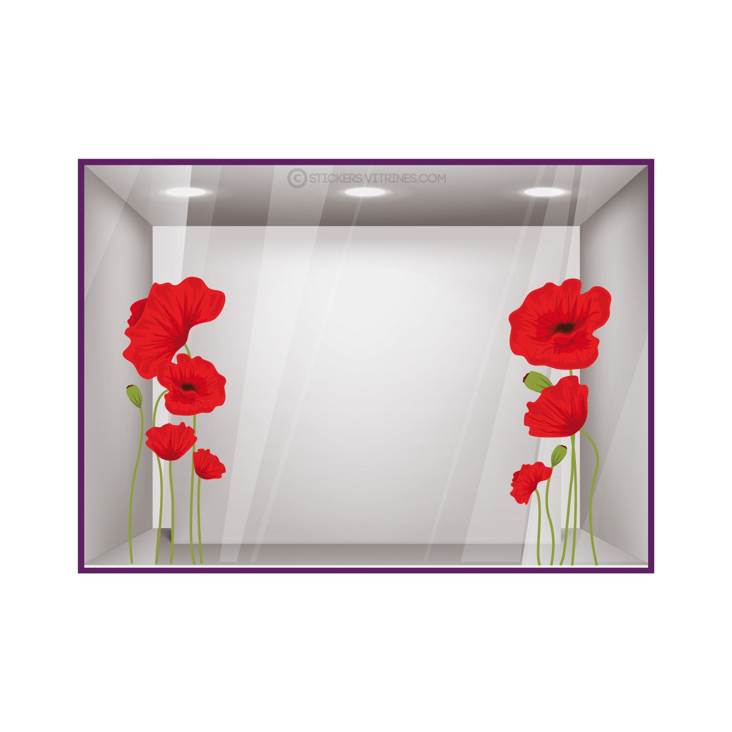 Kit de Stickers Fleur de Coquelicot Geant printemps commerce mode beaute calicot vitrine autocollant