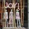 Stickers lettrage fleurs JOY ! printemps saison idee decoration magasin mode opticien vitrophanie lettre adhesive  