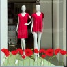 Kit de Stickers Frise Fleur de Coquelicot printemps beaute magasin vitrine mode marquage adhesif boulangerie decoration boutique