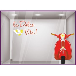 Kit de Stickers Vespa lettrage ete beaute magasin vitrine mode marquage adhesif mode decoration boutique scooter dolce vita