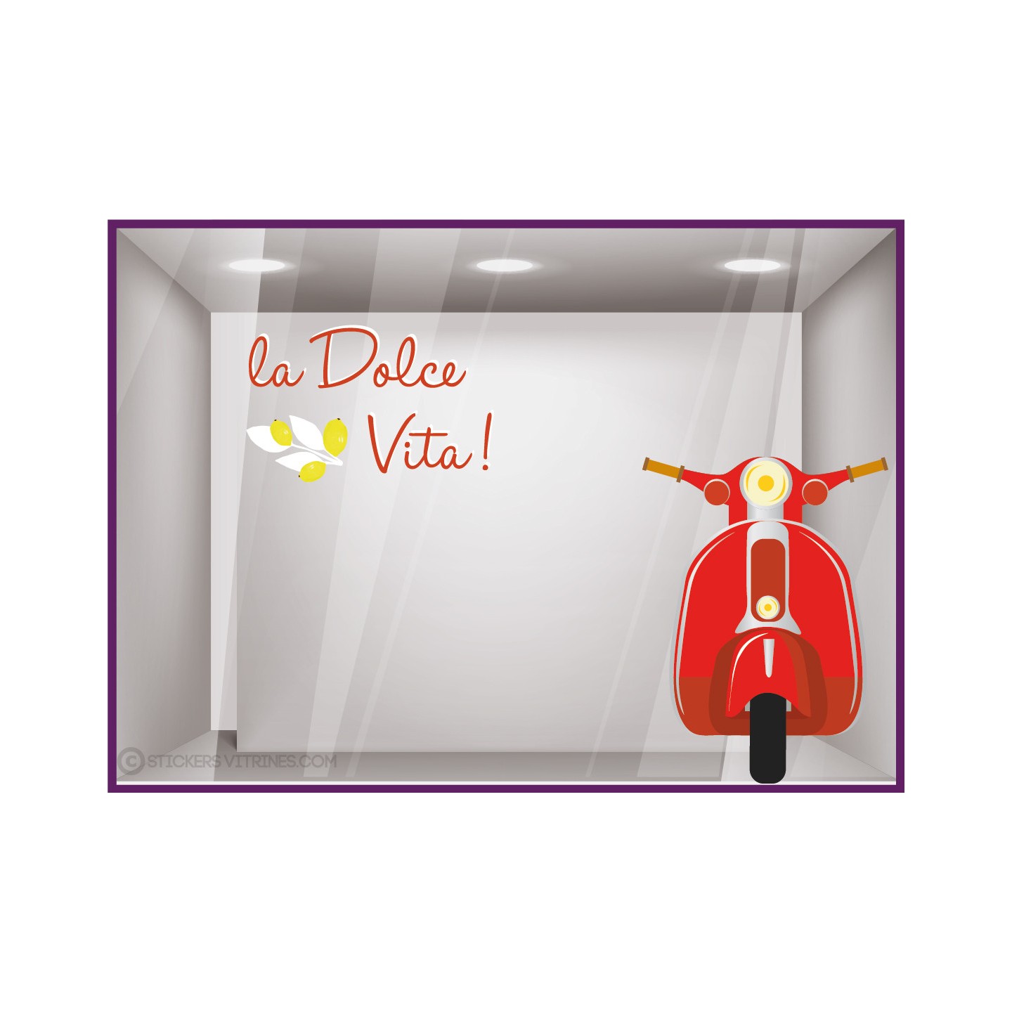Kit de Stickers Vespa lettrage ete beaute magasin vitrine mode marquage adhesif mode decoration boutique scooter dolce vita