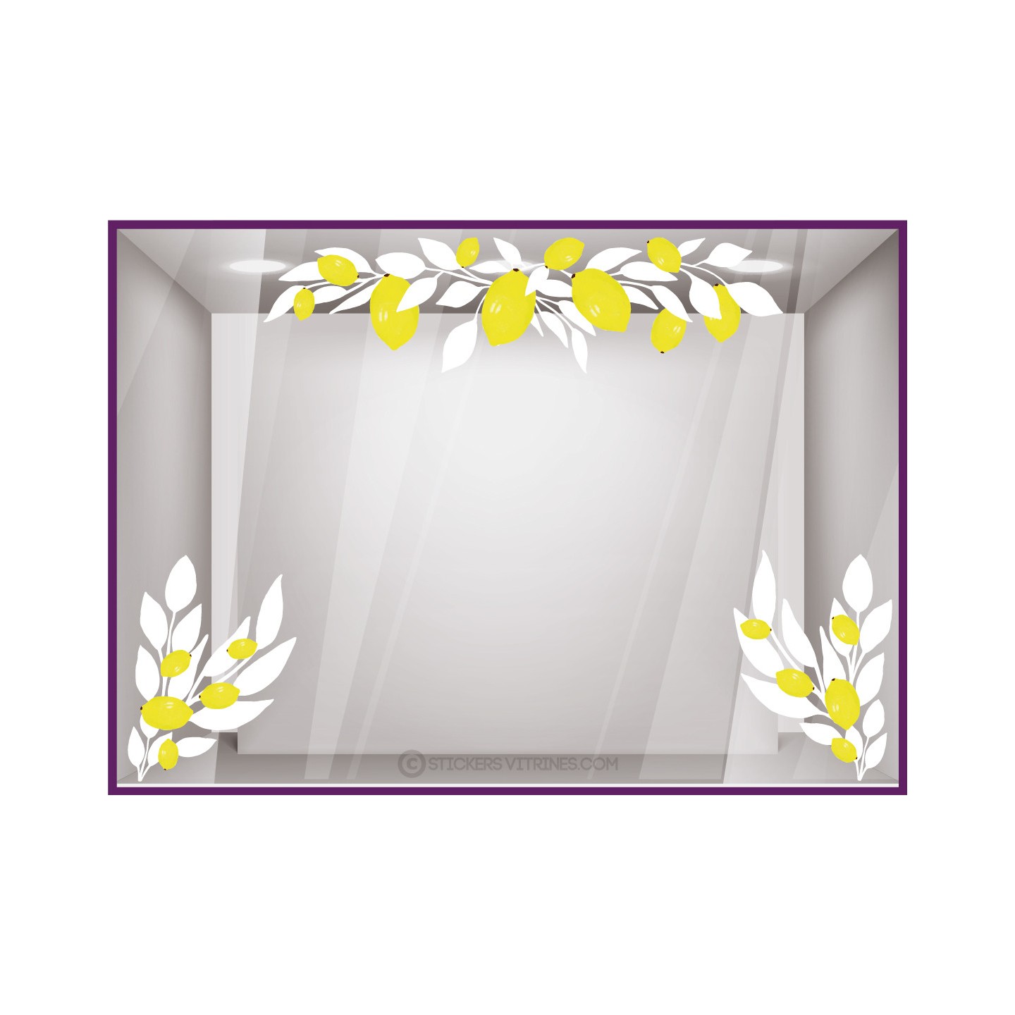 Kit de Stickers citron ete beaute magasin vitrine mode marquage adhesif parfumerie idee decoration boutique branche citronnier