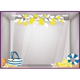 Kit de Stickers citron plage été beaute magasin vitrine mode marquage adhesif parfumerie decoration boutique bouee branche sac 