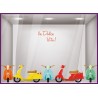 Kit de Stickers Frise vespa été beaute magasin vitrine mode marquage adhesif parfumerie decoration boutique dolce vita scooter