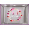 Sticker Couronne Ronde de Coeurs fete des meres boutique mode beaute vitrine adhesif maman fleuriste amour