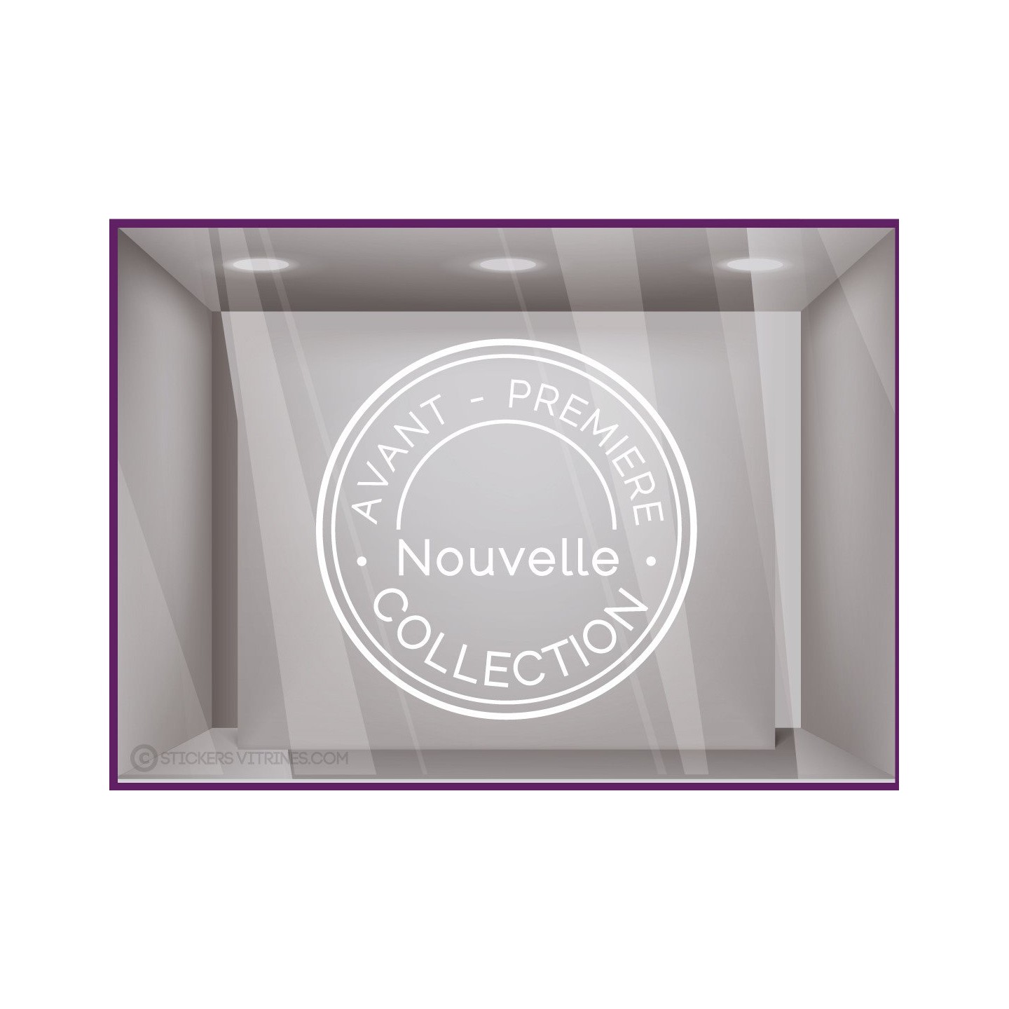 Sticker Tampon Avant-premiere Nouvelle Collection magasin boutique mode vitrine vitrophanie adhesif lettrage vitre