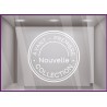 Sticker Tampon Avant-premiere Nouvelle Collection magasin boutique mode vitrine vitrophanie adhesif lettrage vitre