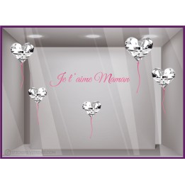 Kit de stickers ballon coeur diamant maman amour boutique devanture bijouterie parfumerie calicot autocollant fete des meres
