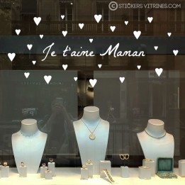 Sticker Je t'aime Maman Petits Coeurs fete des meres mamans calicot lettrage adhesif fleuriste mode parfumerie