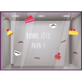 stickers bonne fete papa cafe devanture magasin boulangerie moustache gateau peres epicerie coeur tasse patisserie vitrophanie