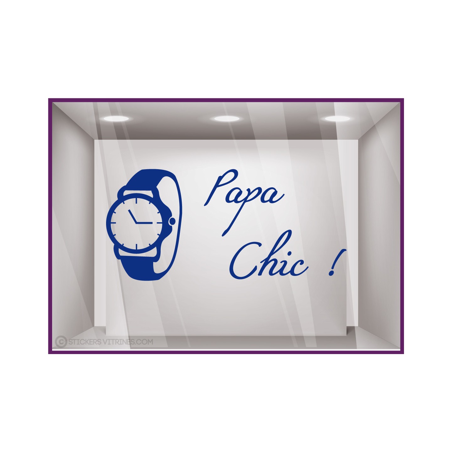 stickers papa chic bijouterie vitrine commerce montre idee cadeau fête des peres vitrophanie decoration lettrage adhesif