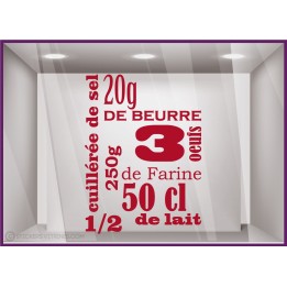 Sticker Recette de Cuisine signalétique vitrophanie café restaurant brasserie 