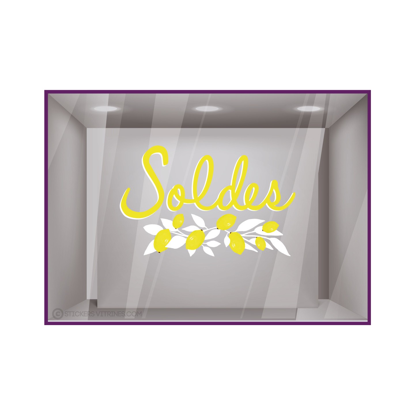 stickers soldes citron vitrophanie magasin dolce vita braderie offre beaute parfumerie bijouterie lettrage adhésif autocollant 