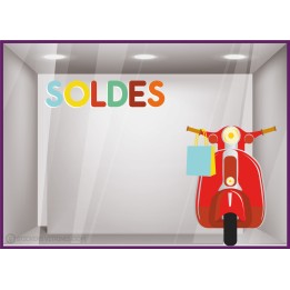 kit de stickers soldes vespa scooter moto vintage retro sac promotion vitrine devanture calicot mode lettrage