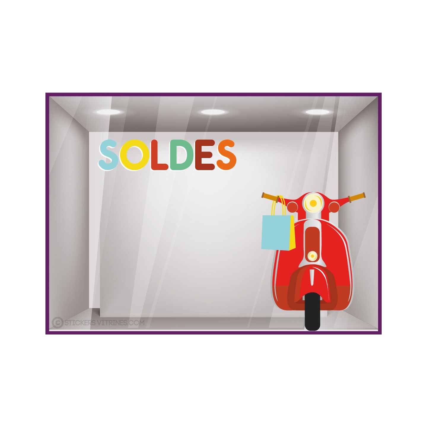 kit de stickers soldes vespa scooter moto vintage retro sac promotion vitrine devanture calicot mode lettrage