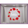 sticker soldes couronne coquelicots fleur vitrine boutique mode bijouterie vitrophanie destockage braderie marquage adhesif