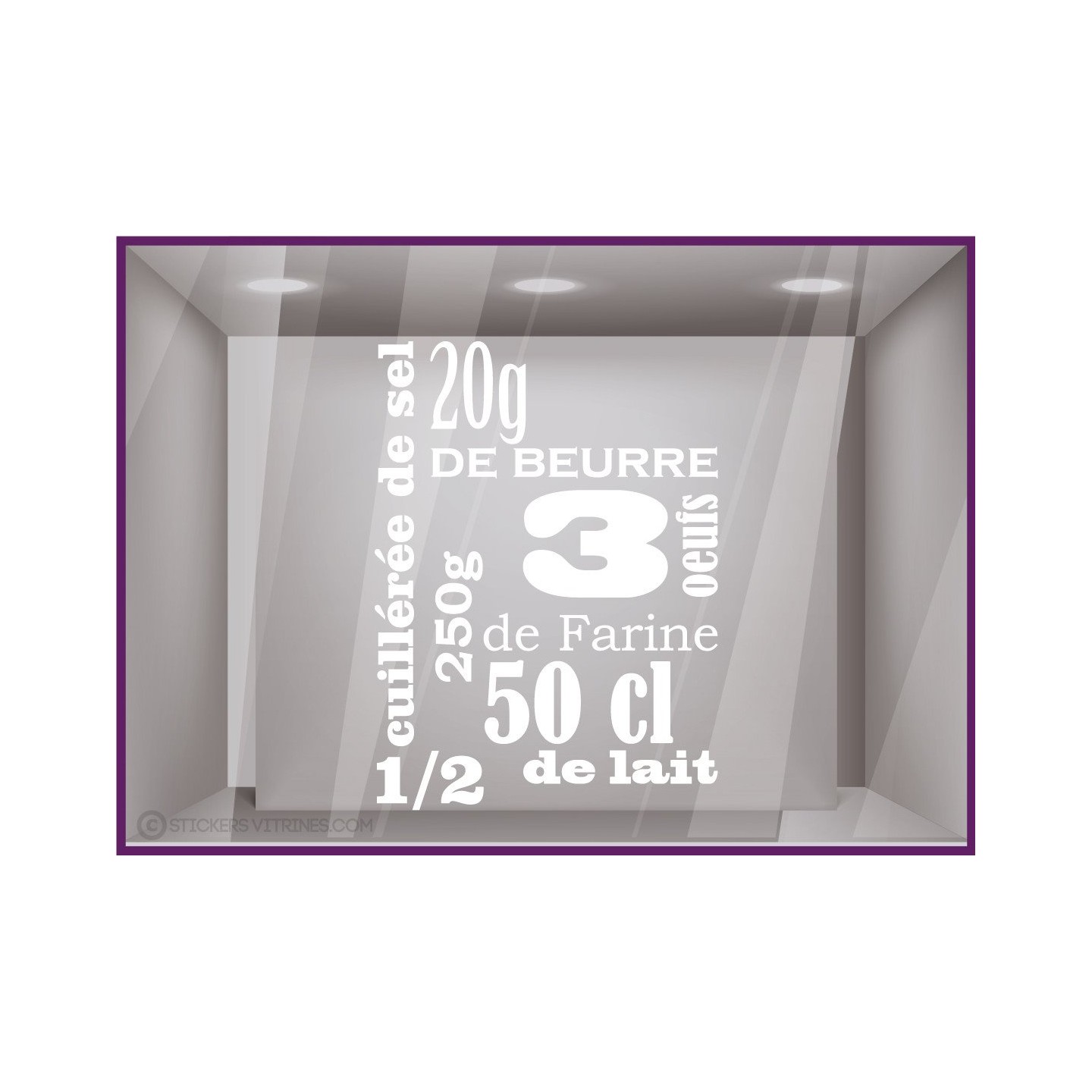 Sticker Recette de Cuisine signalétique vitrophanie café restaurant brasserie 