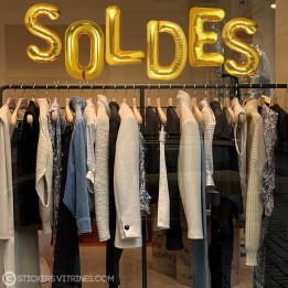 sticker soldes ballons lettres or lettrage autocollant géant vitrine vitrophanie devanture boutique decoration calicot pas cher