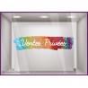 Sticker Bandeau Ventes privees paillete arc en ciel devanture vitrine soldes promotions calicot lettrage autocollant adhesif mod