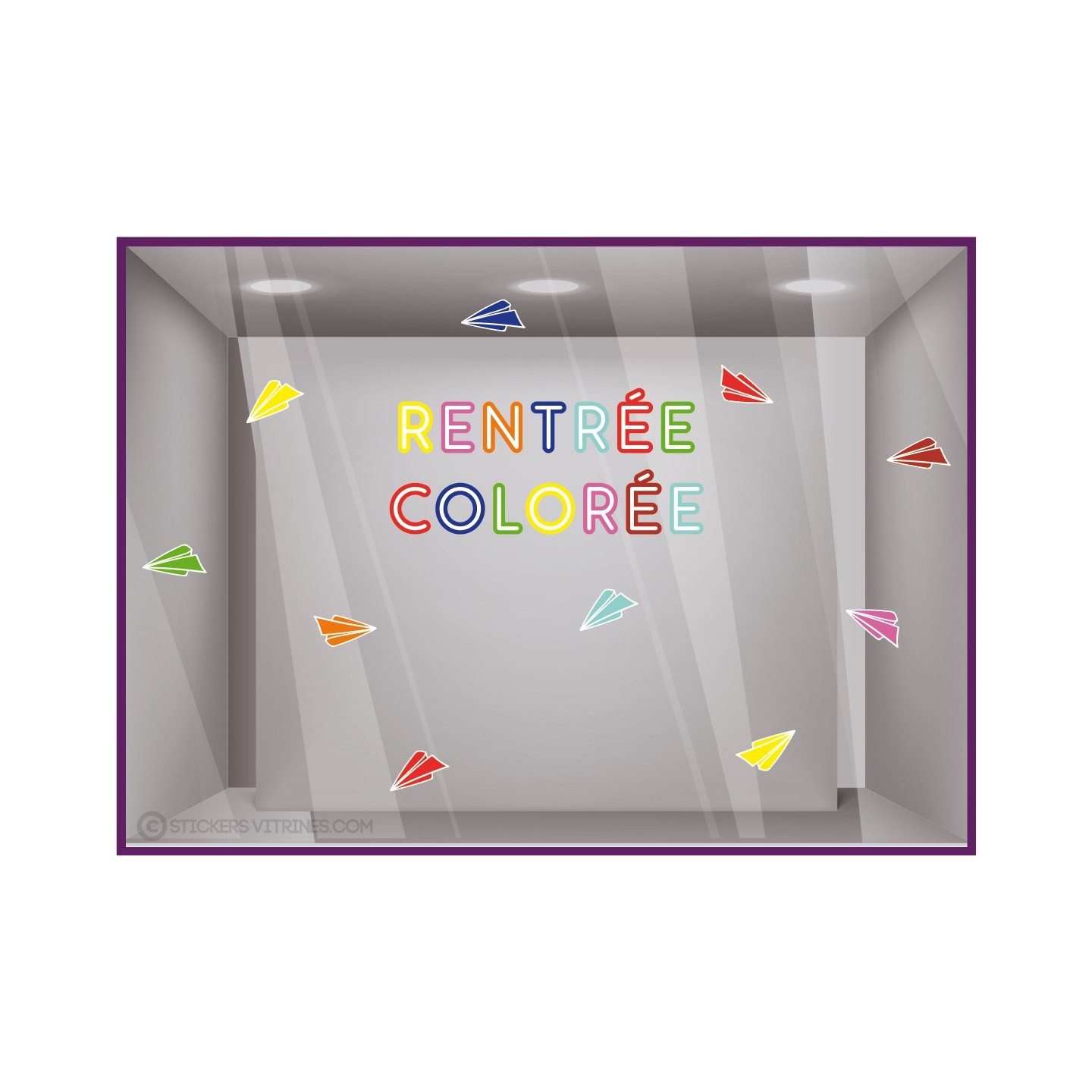Kit de Stickers Avions Papier Rentree Coloree DECO MAGASIN VITROPHANIE PAPIER CLASSE PAPETERIE