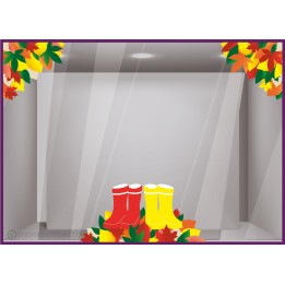 Kit de stickers bottes et feuilles automne vitrophanie boutique calicot pluie idee deco