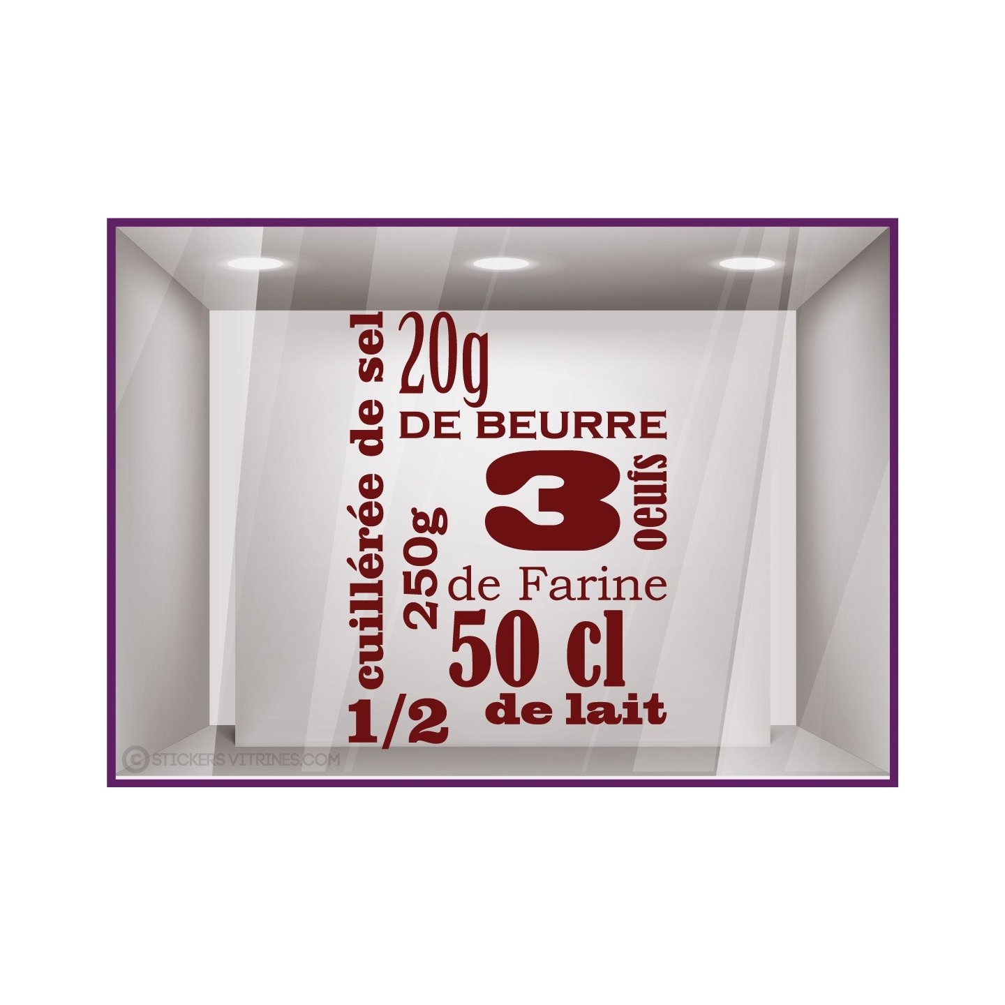 Sticker Recette de Cuisine signalétique vitrophanie café restaurant brasserie 