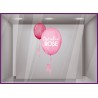 Stickers Ballons Octobre Rose vitrophanie calicot autocollant ruban cancer sein magasin vitrine publicitaire
