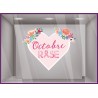 Sticker Coeur Fleurs Femme Octobre Rose sein devanture cabinet médical laboratoire pharmacie cancer adhésif déco magasin 