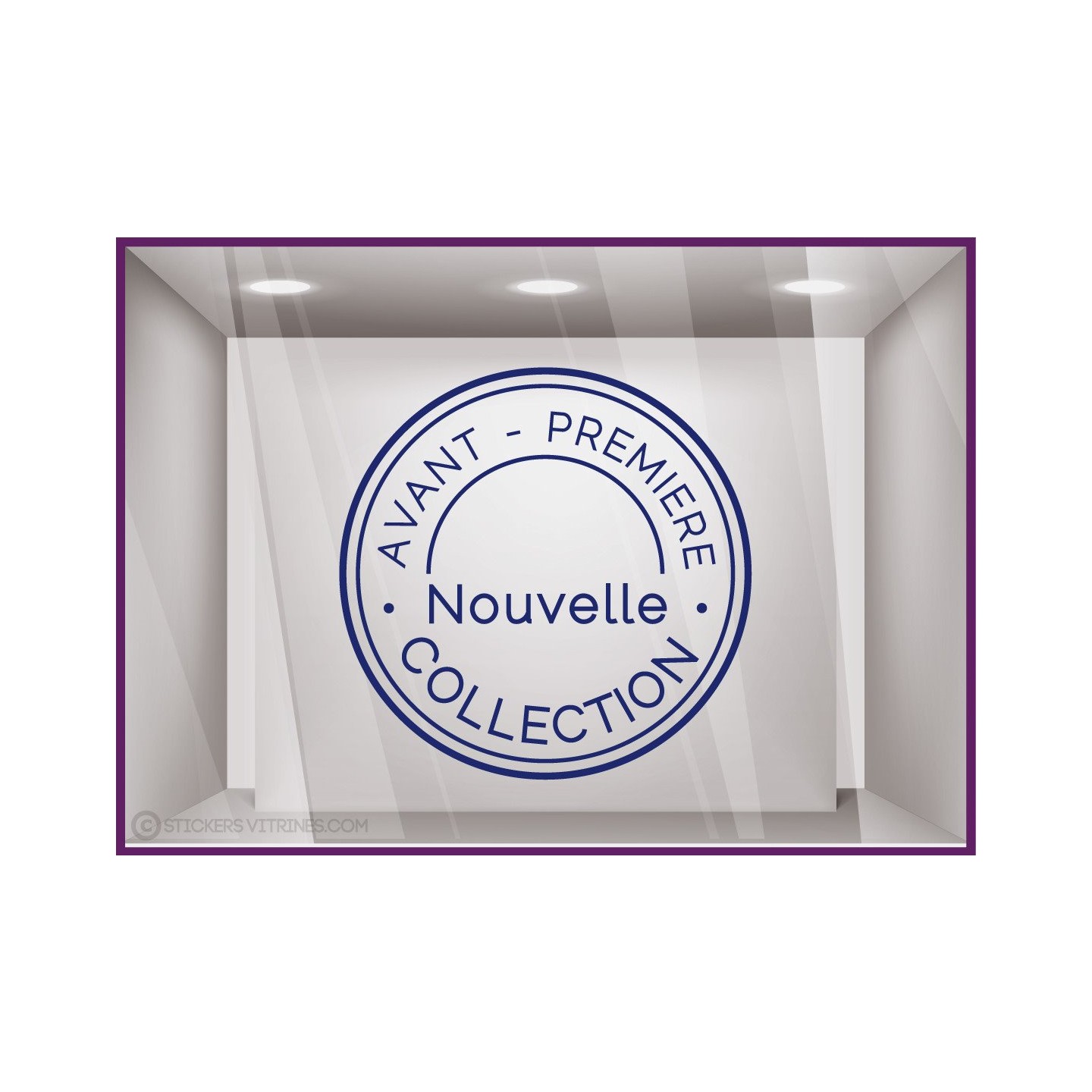 Sticker Tampon Avant-premiere Nouvelle Collection magasin boutique mode vitrine vitrophanie adhesif lettrage vitre