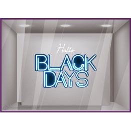 Stickers Néon Hello Black Days Promotion Devanture Vitrine Boutique Calicot Magasins Commerce