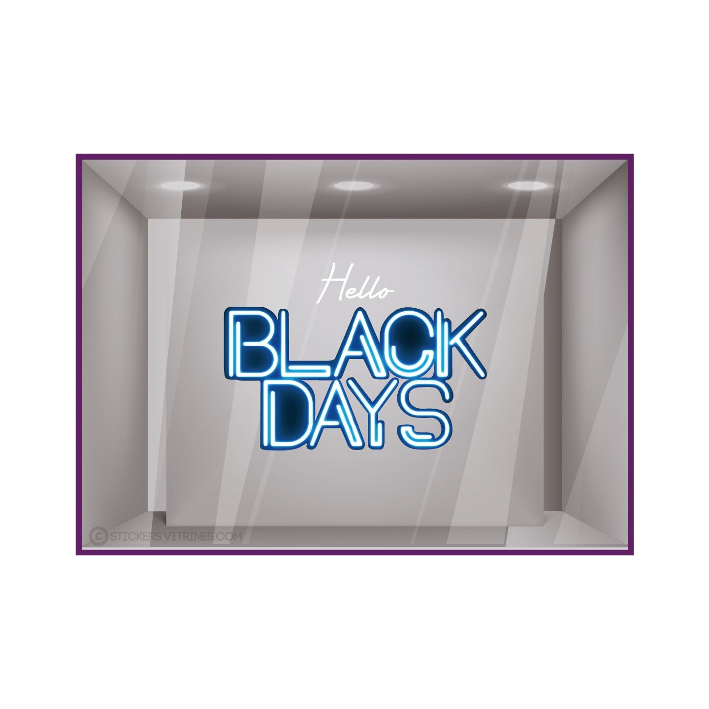 Stickers Néon Hello Black Days Promotion Devanture Vitrine Boutique Calicot Magasins Commerce