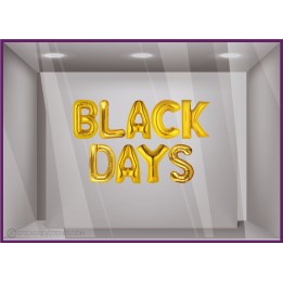 Sticker Ballons Lettres Or Black Days Promotion Soldes Vitrines Commerce Magasin Devanture Vitrine Calicot Boutique Friday